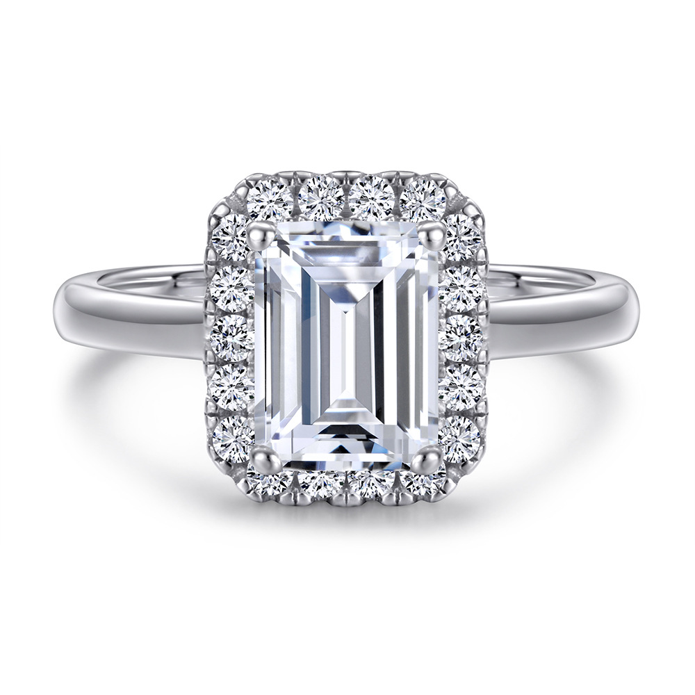 Sterling Silver Ring Women's Wedding Ring Ladder Cubic Zircon Combination