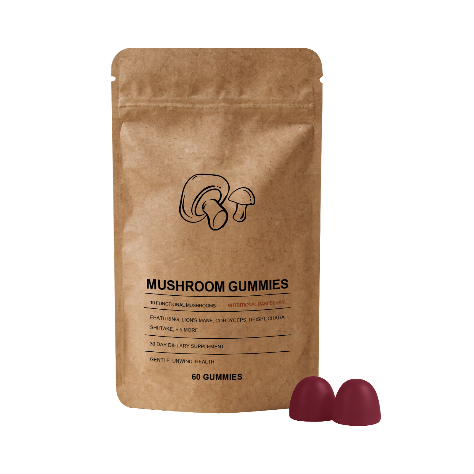 Mushroom Intestinal Health Gum  Entrance  60pcs 1bag