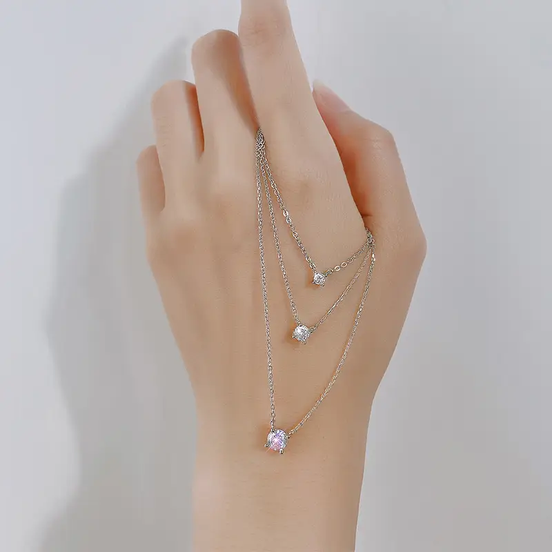 Single Diamond Simple S925 Silver Necklace Women Korean