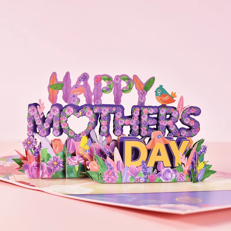 3D PopUp Flower Bouquet Cards Gifts Anniversary PopUp Mom Floral Bouquet Wife Invitation Card Greeting Cards Mothers Day Cards Postcard – image 2