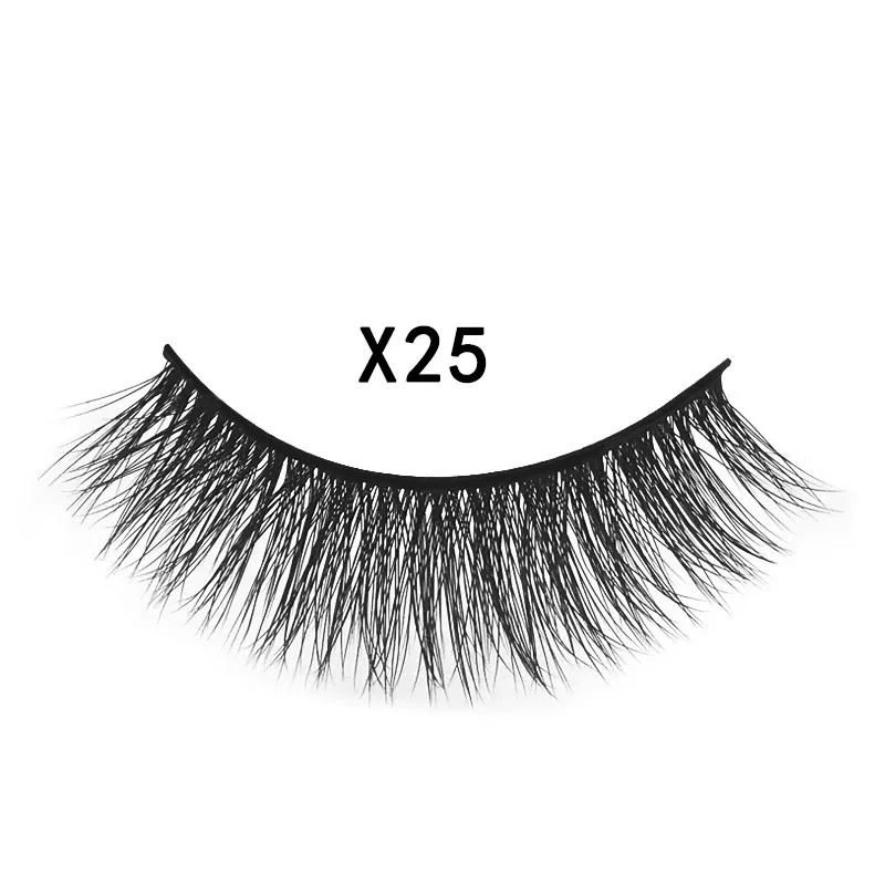 3D Mink Hair Natural Cross Eyelashes 3 Pairs - X25