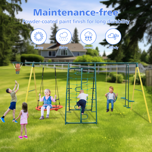 Indoor Outdoor Metal Swing Set With Safety Belt