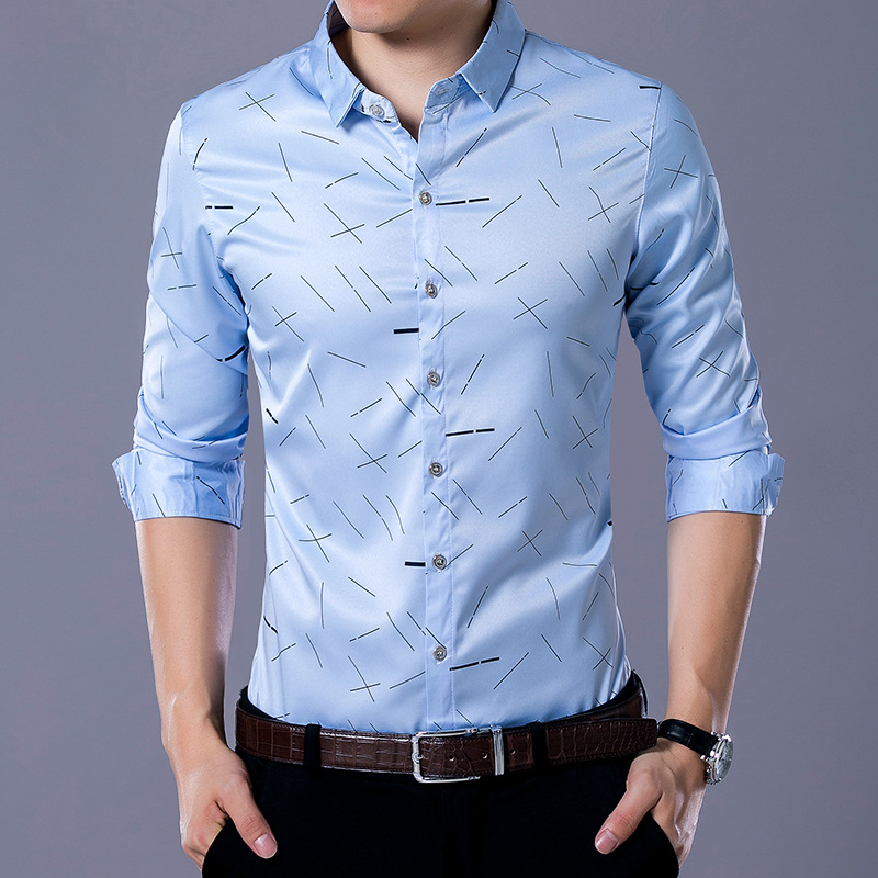 Title 4, Camisa de manga comprida casual slim com estamp...