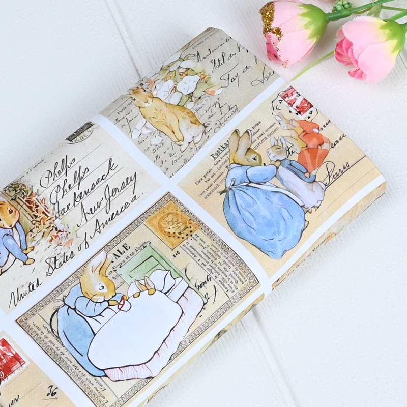 Plain Cotton Fabric Retro Nostalgic Bunny Print Fabric