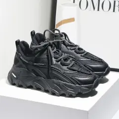 Women's Shoes Mesh Breathable Casual Student Sports Daddy - Black - View 1