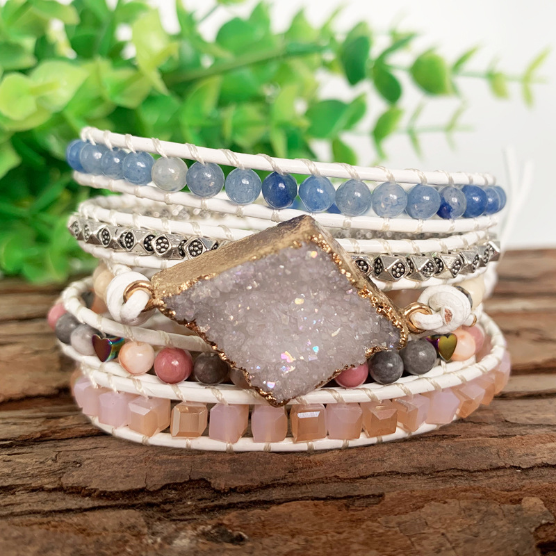 Title 4, Goud gebonden natuurlijke geode armband Boho