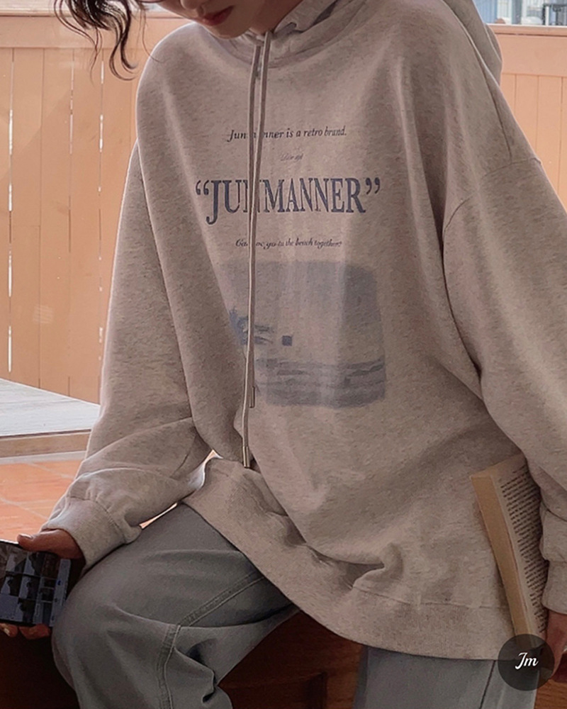 Letter Print American Vintage Hoodie Plus Size