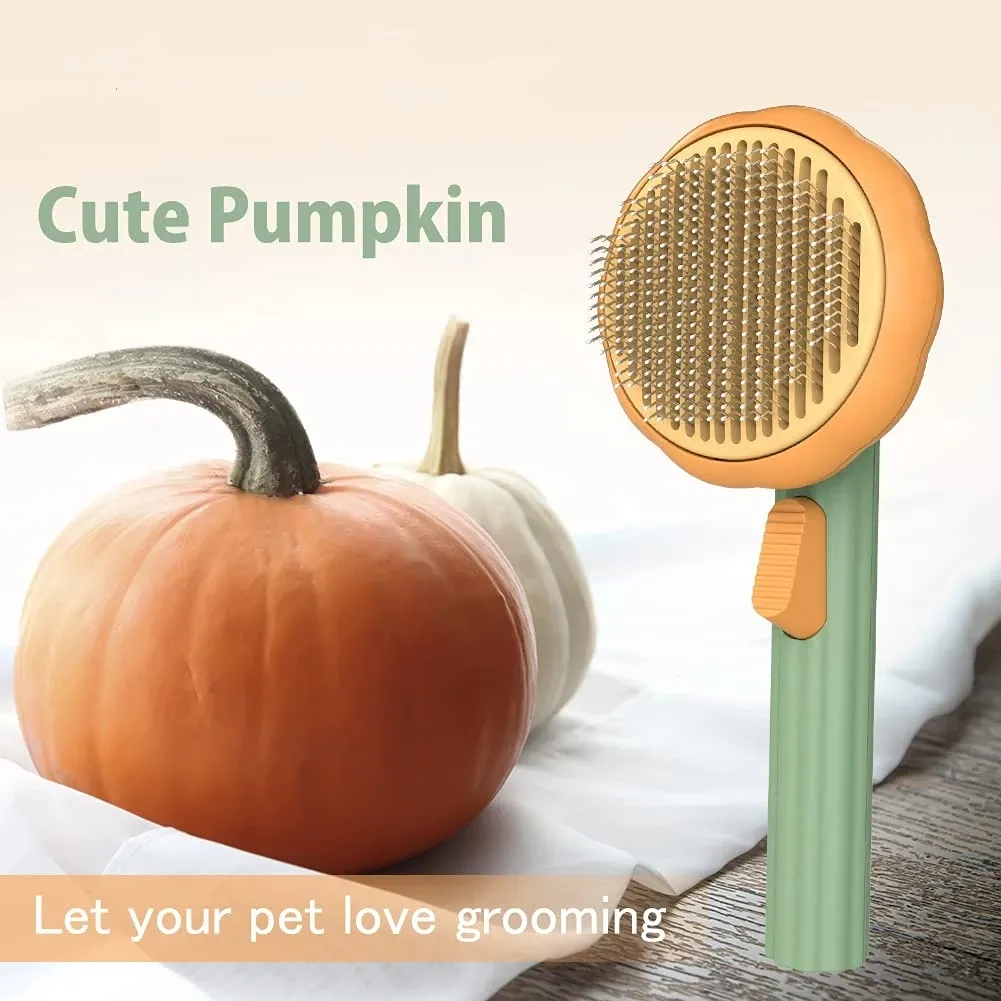 Pumpkin Self Cleaning Slicker Comb For Dog Cat Puppy Rabbit, Grooming Brush Tool Gently Removes Loose Undercoat Tangled Hair – image 6