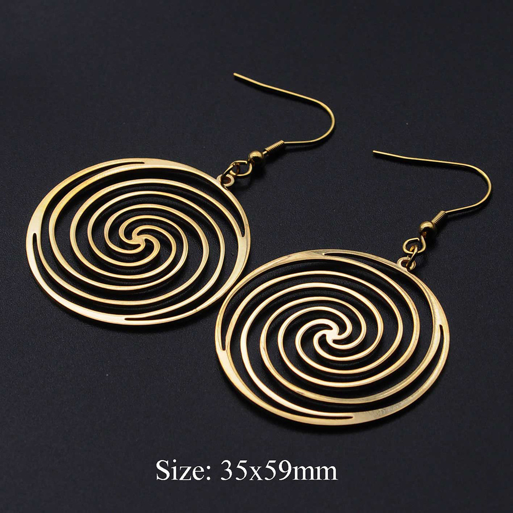 Title 5, Cut Hollow Geometry Spiral Pattern Earrings