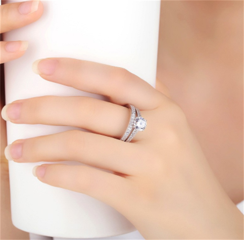 Copper Set Zircon Proposal Engagement Couple Ring
