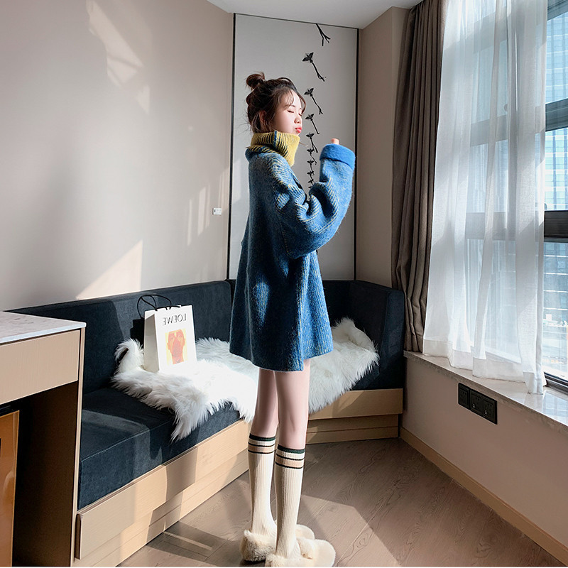 Turtleneck Women Lazy Wind Loose Outer Knit Sweater