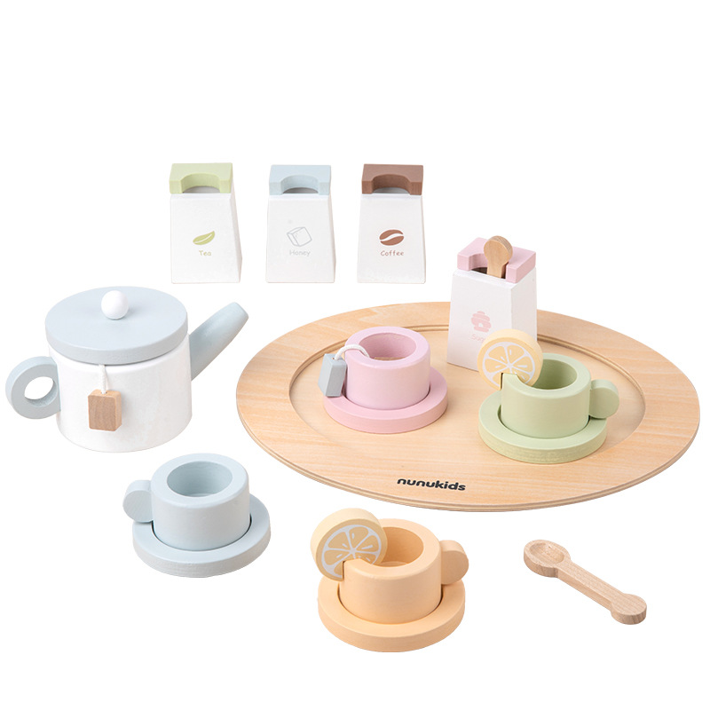 Wooden Afternoon Tea Set for Kids: Pretend Play Dessert and Ice Cream Toys - MAMTASTIC