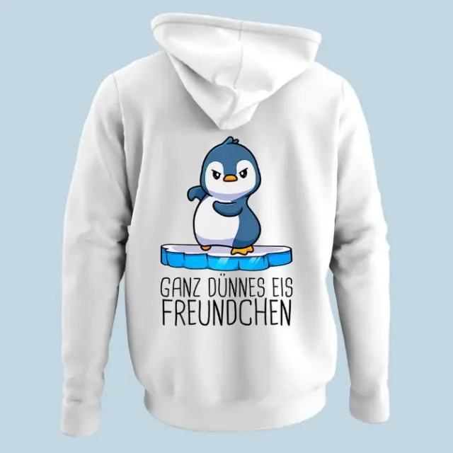 Korean Style Loose Hooded Sweater Women's Cute Penguin Printed Long Sleeve Idle Style White - Shop at LoveMi
