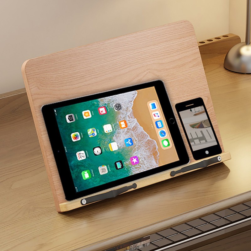 Adjustable Book Stand Wooden Reading Rest, Recipe Cookbook Holder Clip — image 11