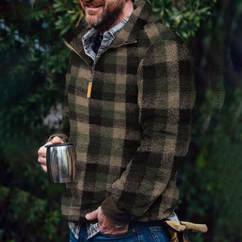 Autumn And Winter Casual Button Pocket Flannel Plush Men's Sweater