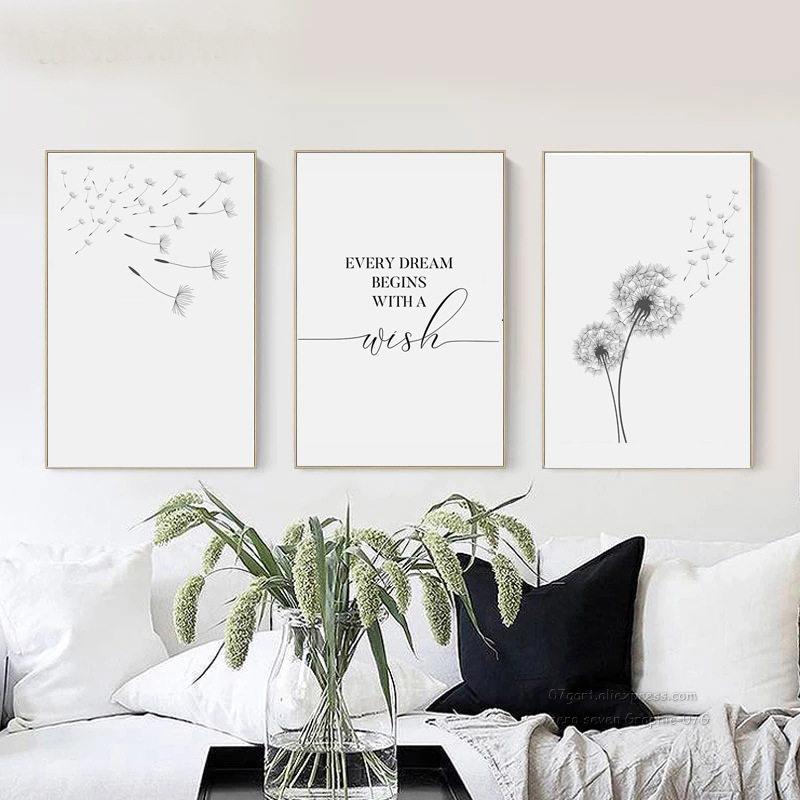 Title 3, Dandelion Canvas Painting Decorative Poster Pai...