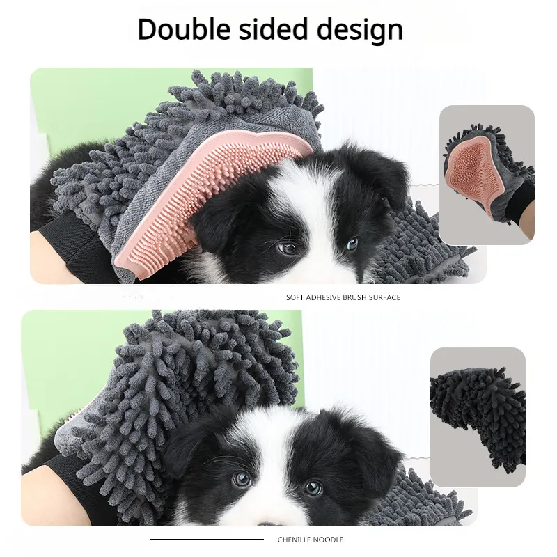 Pet Bathing Brush 2-in-1 Grooming Glove Elegant Dog Grooming Tool For Brushing, Massaging, And Drying Pet Grooming Kit For Dog Cat 2-Sided Bathing Brush Cleaning Massage Glove – image 3