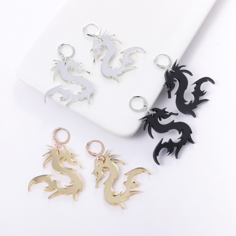 Geometric Dragon Totem Punk Cool Earrings Dart