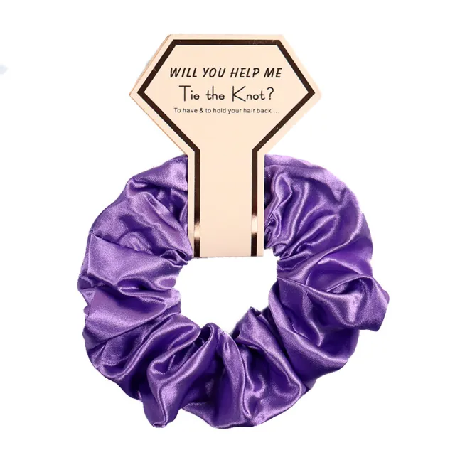 Women's Fabric Simulation Silk Satin Face Elastic Hair Rope Dark Purple - Shop at LoveMi