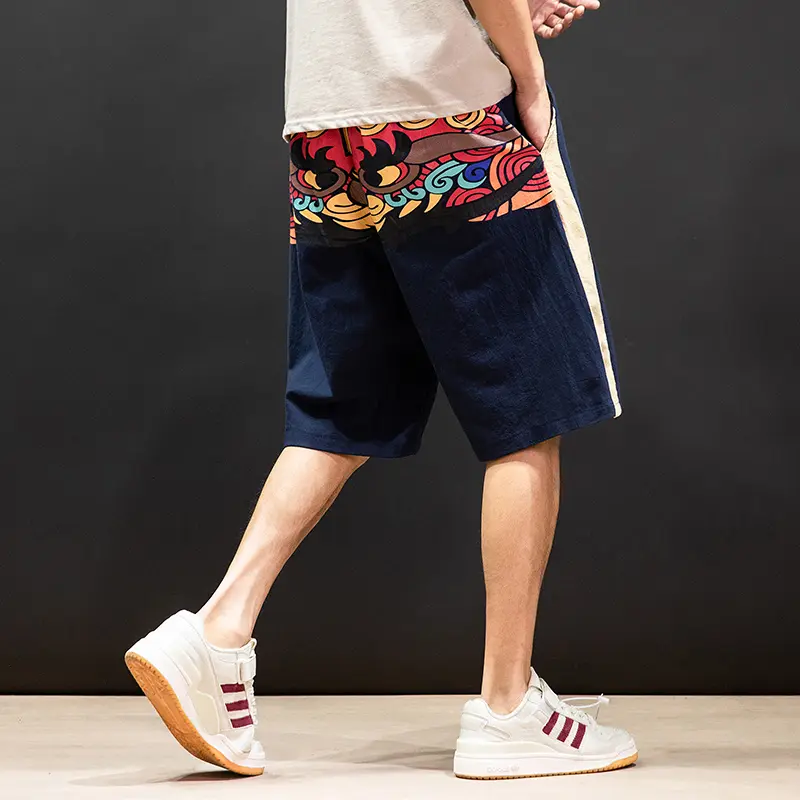 Chinese Style Loose Straight-leg Pants Mid-waist Sports