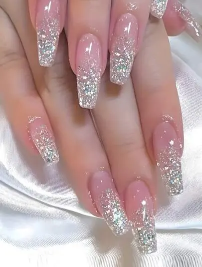 Of Long-style Coffin-shaped Glitter Powder Gradient Acrylic
