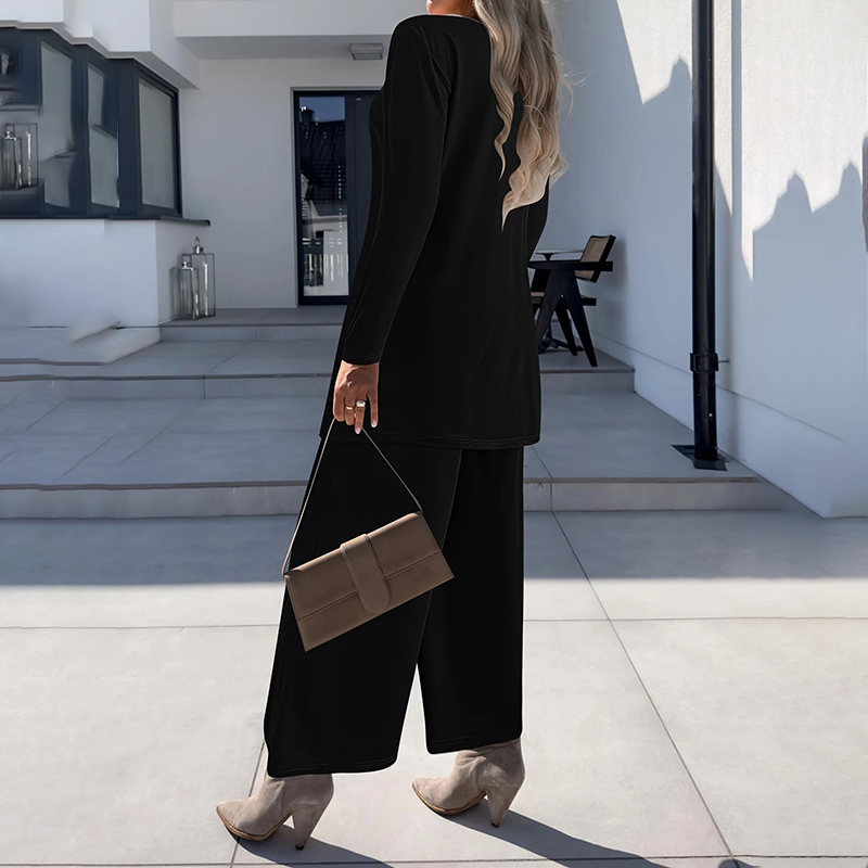 Women's Plus Size Casual 3-Piece Set Open Front Cardigan Sleeveless Vest Pants Solid Color Lounge Set - Image 2