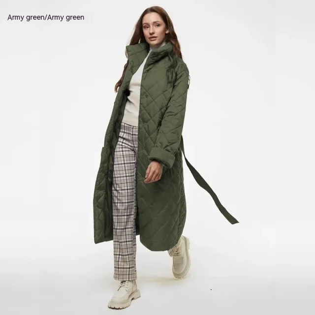 Women's Long Hooded Long Sleeve Single breasted Loose Cotton Coat Army Green - Shop at LoveMi