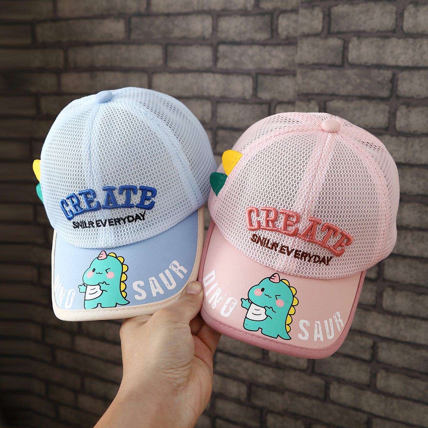 Summer Printed Green Dinosaur Boys' And Girls' Baseball Cap With Embroidered Letters And Fringed Cartoon Baby Sun Hat For Protection From The Sun
