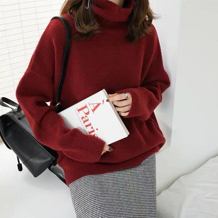 Title 5, Turtleneck Pure Cashmere Sweater Women Thick Sw...