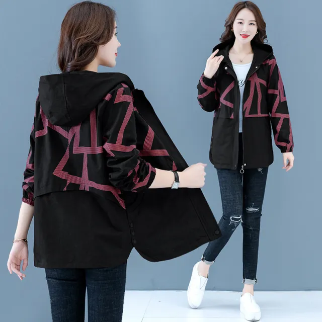 New Style Large Size Windbreaker For Autumn Coat Black - Shop at LoveMi