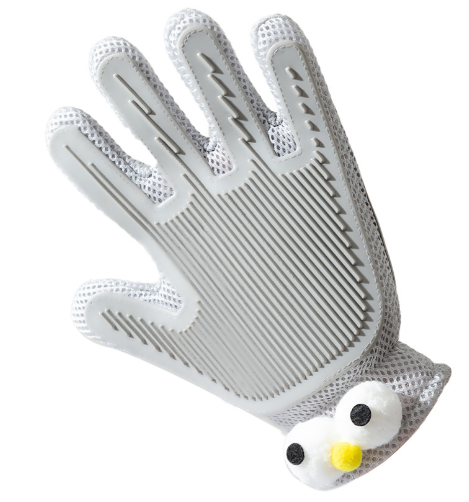 Pet grooming glove mesh backside design