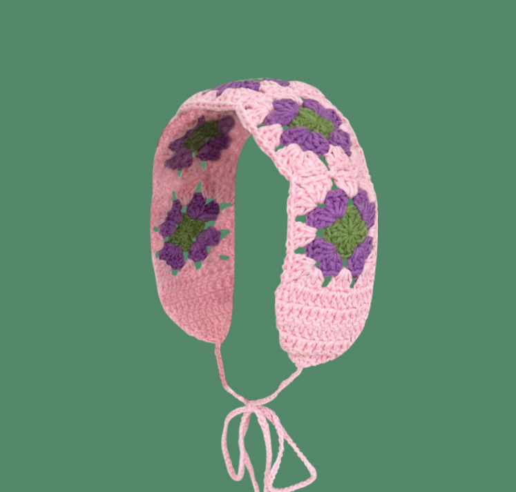 Title 3, Retro Flower Knit Kerchief Female Spring And Su...