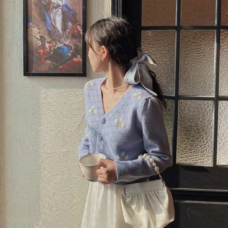 Long Sleeve Top Korean Short Thin Sweater Jacket