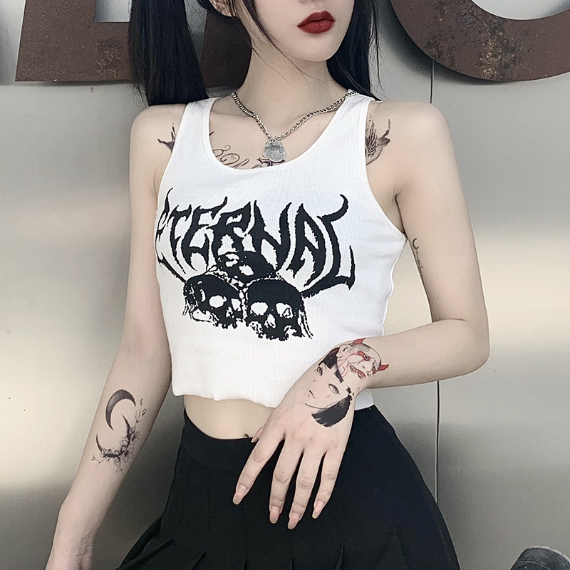 Title 14, Navel Cropped Short Vest Female Gothic Style Ve...