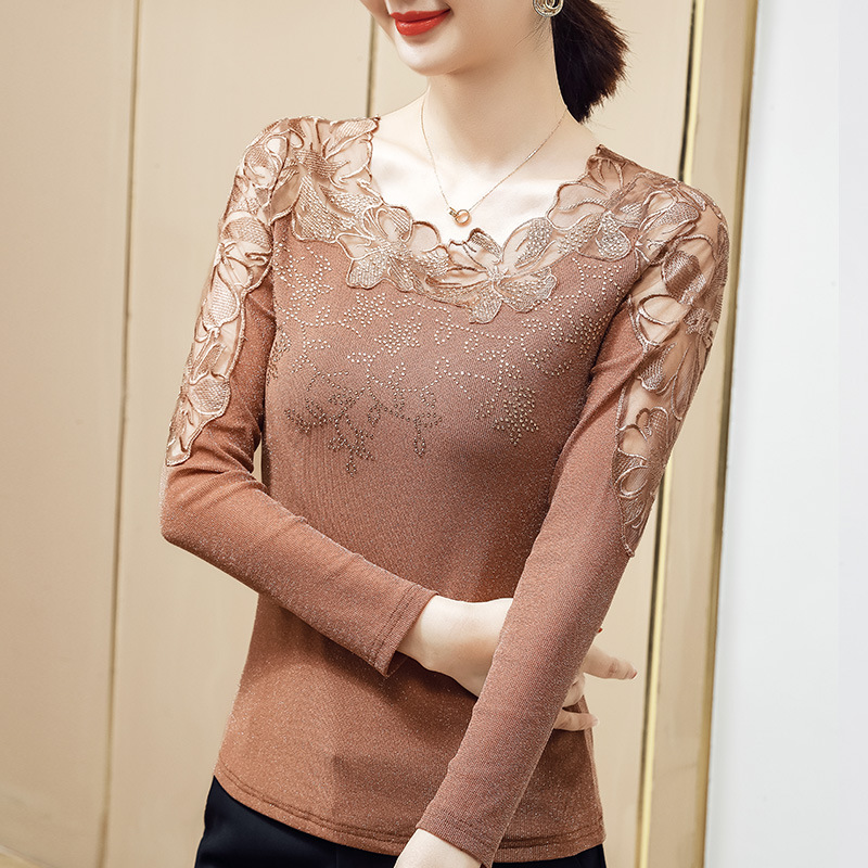 Title 3, Western Style Diamond Long-sleeved Ladies Blouse