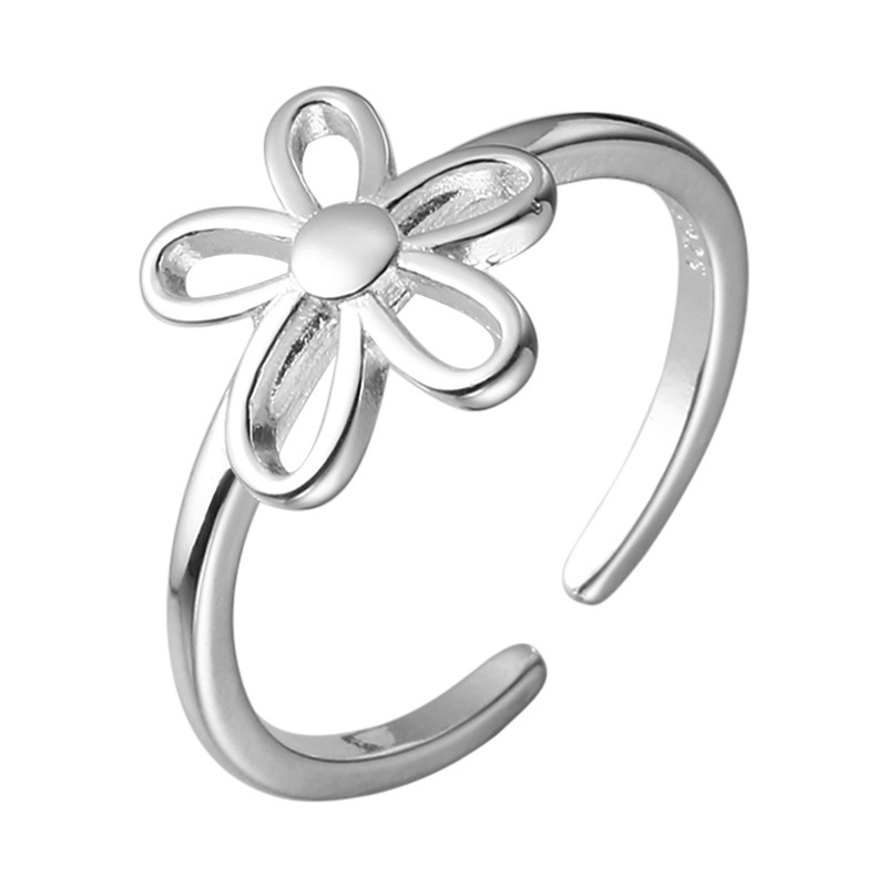 Title 2, 925 Sterling Silver Bright Silver Flower Ring