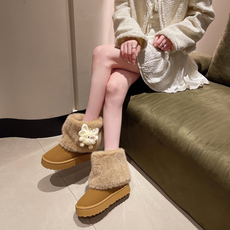 Faux Suede Platform Snow Boots