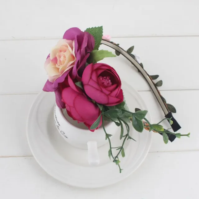 Creative Simulation Flower Bridal Headband Purplerimmed Yellow - Shop at LoveMi