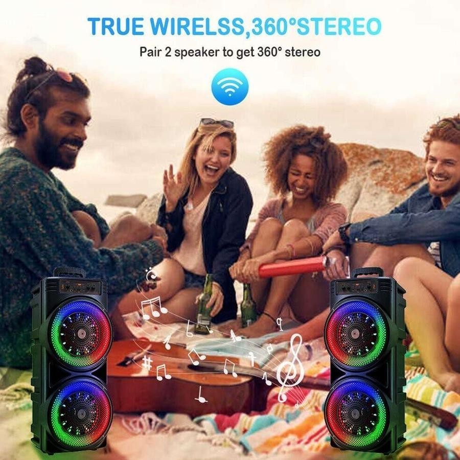 Portable Bluetooth Speaker Sub Woofer Heavy Bass Sound System Party Mic UK 13