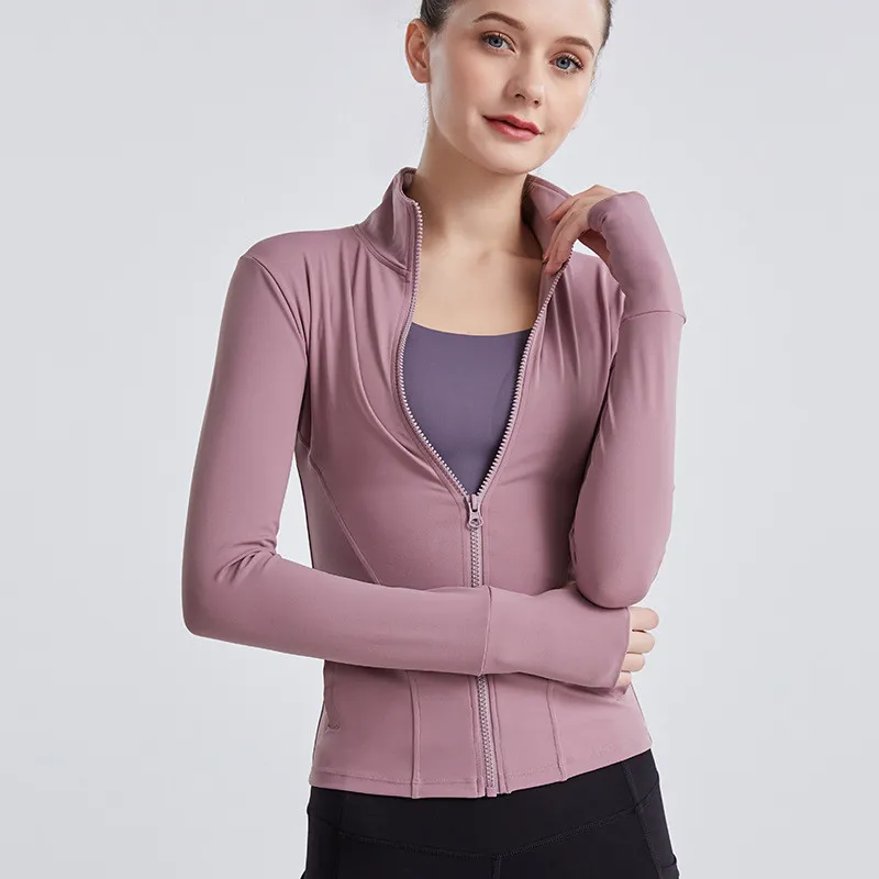 Pocket Track Top Running Fitness Cardigan - Lilac Purple