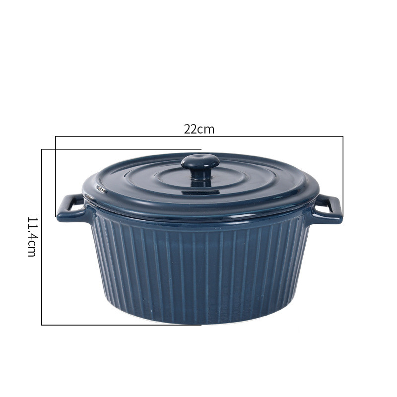 Creative Nordic Style Simple Ceramic Double Ear Bowl Salad Bowl With Lid