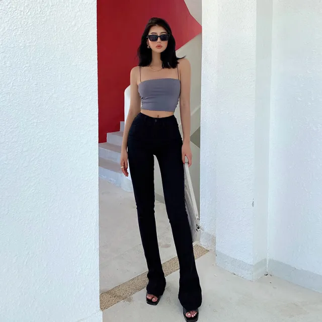 Micro elastic Casual White Jeans Black - Shop at LoveMi