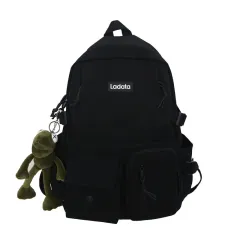 Simple Multi-pocket Backpack Students Anti-theft Junior High School College Schoolbag Casual Large Capacity Computer Bags - Black - View 1