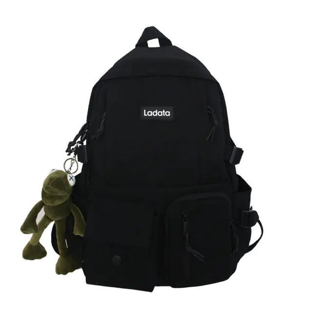 Simple Multi pocket Backpack Students Anti theft Junior High School College Schoolbag Casual Large Capacity Computer Bags Black - Shop at LoveMi