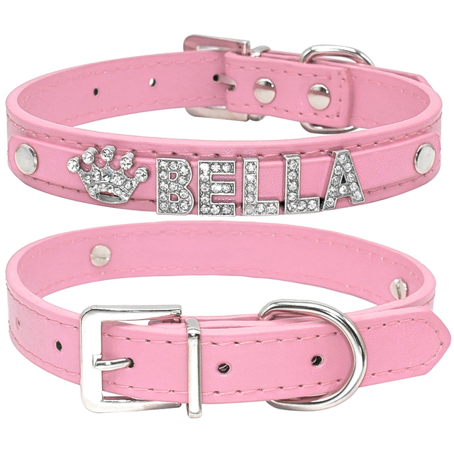 Personalized Cat Collar Rhinestone Puppy Small Dogs Collars Pink - Shop at LoveMi