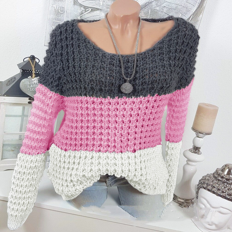 Long Sleeve Face Color Women's Sweater Autumn Winter Knitting Sweater