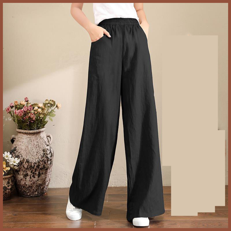 Title 7, Pure Linen Korean Wide Leg Pants Women Loose Rope