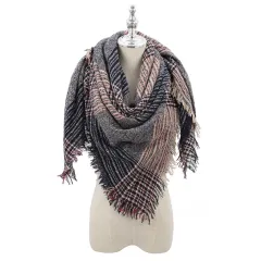 New Style Circle Yarn Square Scarf Shawl Colour Plaid - 5 Style - View 1