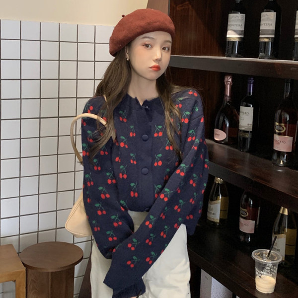 Title 1, Fashionable Lady Cute Cherry Jacquard Jacket