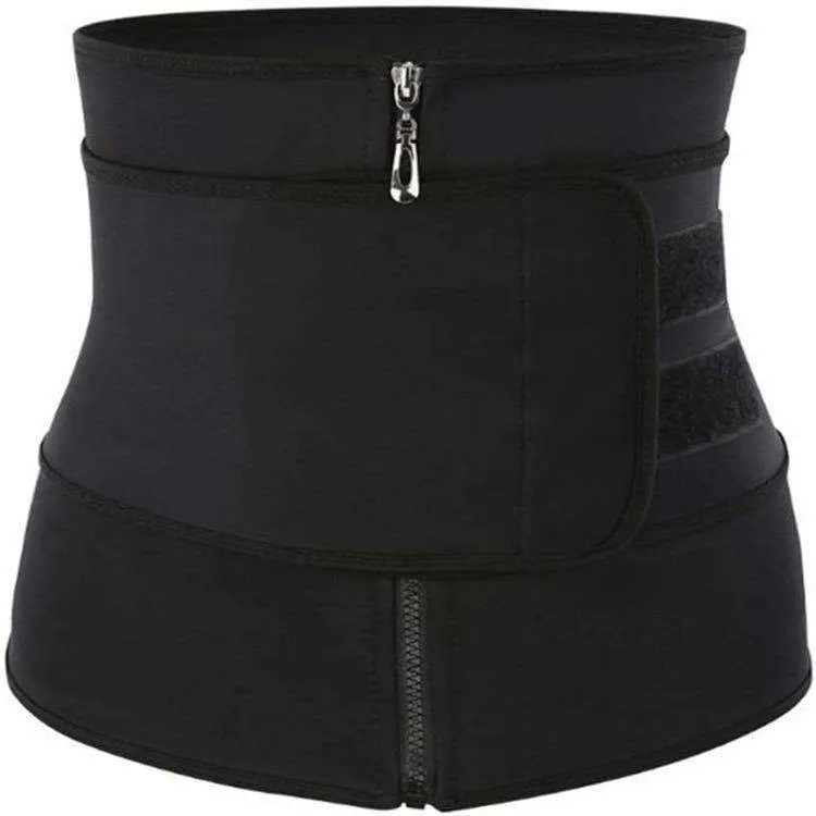 Tummy Sweat Shapewear Bodysuits Women Waist Trainer Slimming 2-3 Belts Workout Shaper Corset - One Belt Black